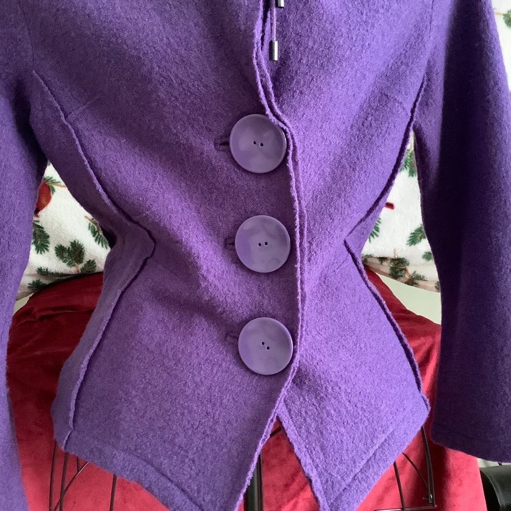Linea Domani Wool Purple Hooded Jacket - Picture 4 of 8